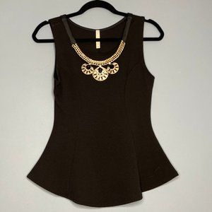 Black Fitted Peplum Top